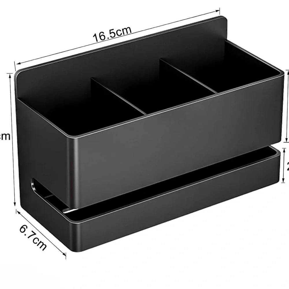 Sleek Black Bathroom Wall Organizer